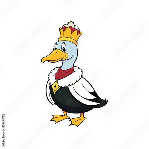 Full Color King Eider Bird Art Vector on White