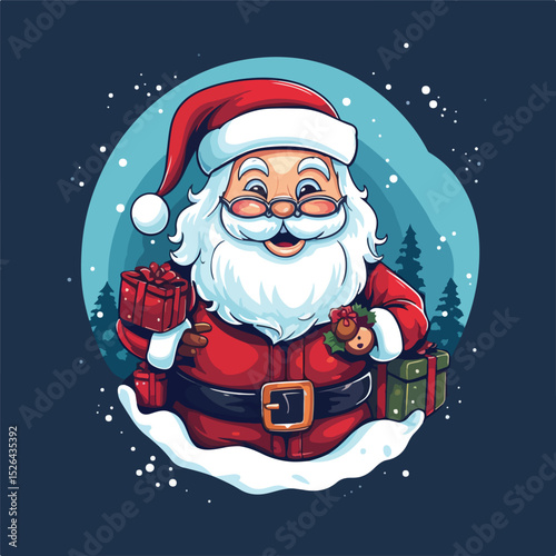 Festive Santa Claus carrying gifts bag vector illustration for Christmas celebration