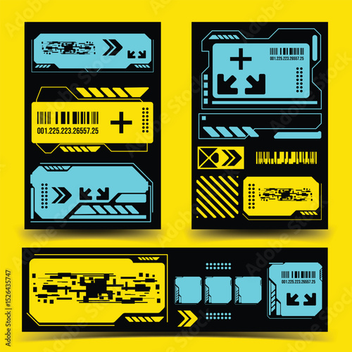y2k 2000s scifi cyberpunk retro-futuristic layout template set dashboard for ux-ui application, 2d vector illustration 