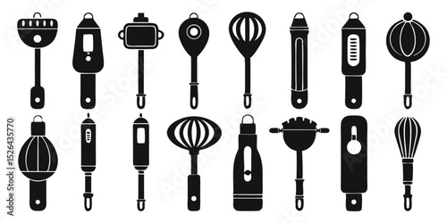 High resolution flatlay design featuring a collection of vintage handheld beaters