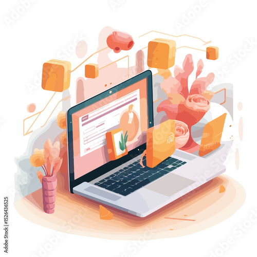 Modern Online Shopping and Payment Vector Illustration for E-commerce Websites and Apps