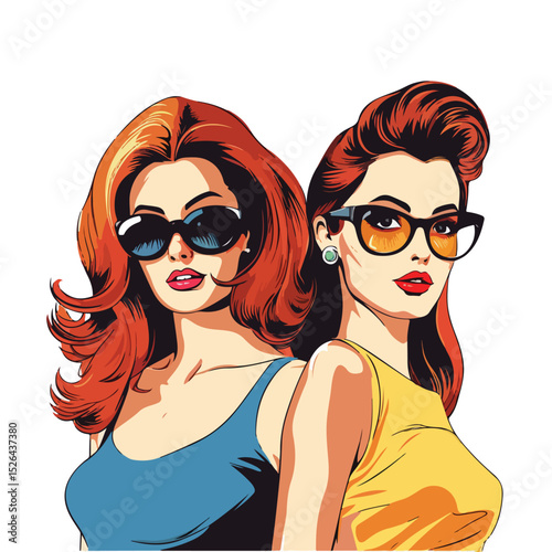 Stylish Pop Art Fashion Models Illustration for Design Projects