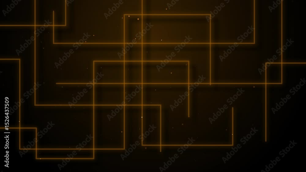 animation of abstract glowing gold lines forming geometric paths on a dark background. Futuristic and minimal tech vibe,for high-tech interfaces, science fiction scenes, or digital intro
