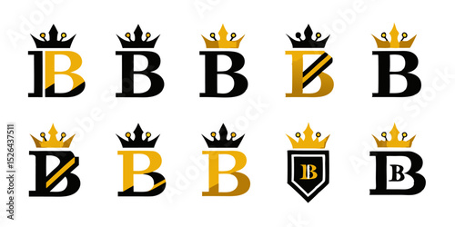 Royal gold letter b logo design crown icon for kings and queens