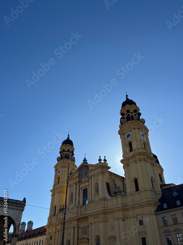 Majestic Baroque Architecture of a Historic Church Against a Clear sky in munich