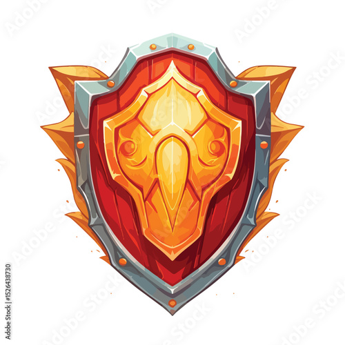 Colorful Shield Weapon Cartoon Vector Illustration for Video Game Concepts