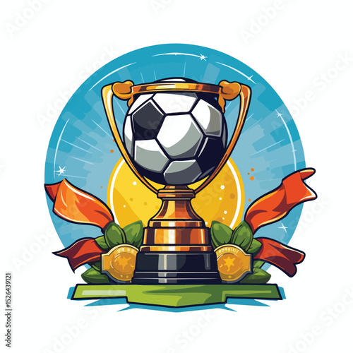 Premium Soccer Trophy Cup Tournament with Referee Flag Illustration for Sports Events
