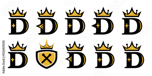 Royal gold d logo icon a crowned letter d design for kings and queens
