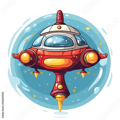 Futuristic Space Ship Flying Technology Launch Concept Stock Vector Illustration