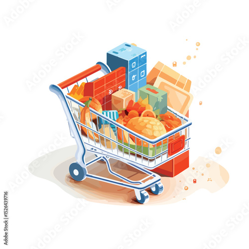 Efficient Online Supermarket Food Delivery Logistic Service Vector Illustration