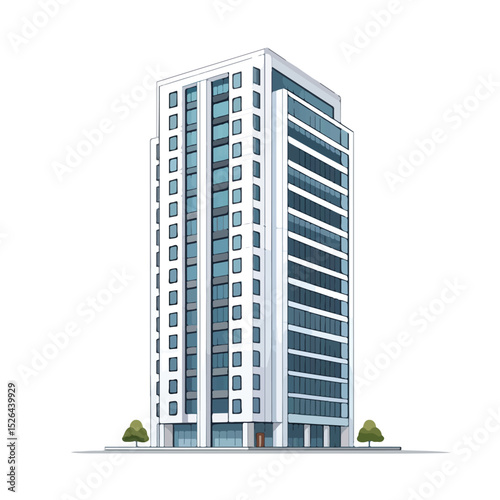 Modern Tall Building Icon Vector Illustration for Architectural Design Projects