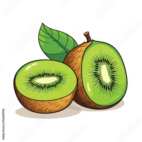 Colorful Tropical Kiwi Fruit Icon Cartoon Vector Illustration for Design Projects