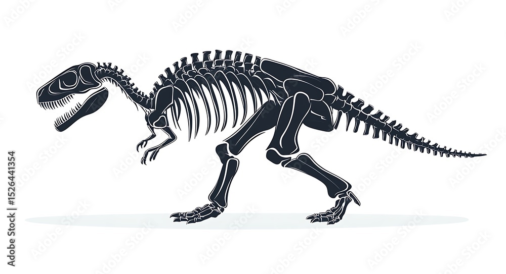 Fototapeta premium Simple vector graphic of a T-Rex skeleton, white background