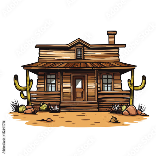 Vintage Western House Icon on White Background for Real Estate and Property Purposes