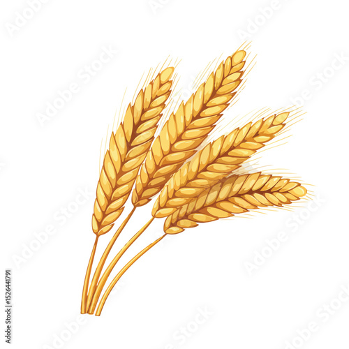 Professional Vector Illustration of Wheat Ears Icon for Agricultural Symbol Design
