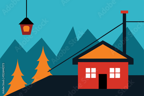 Mountain Cabin Getaway A Cozy Winter Escape Illustration