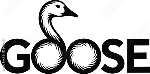 Goose-Themed typography Goose Logo mascot logo icon silhouette integrated into the word Goose 