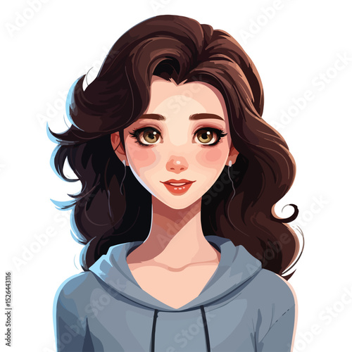 Professional Young Woman Upperbody Cartoon Vector Illustration for Projects