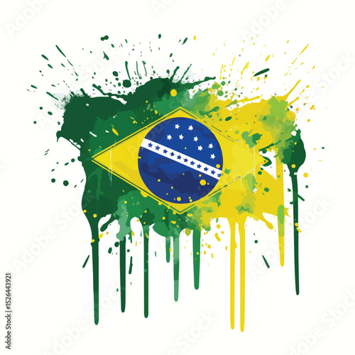 Brazil Independence Day Celebration with Flag Painting Vector Illustration
