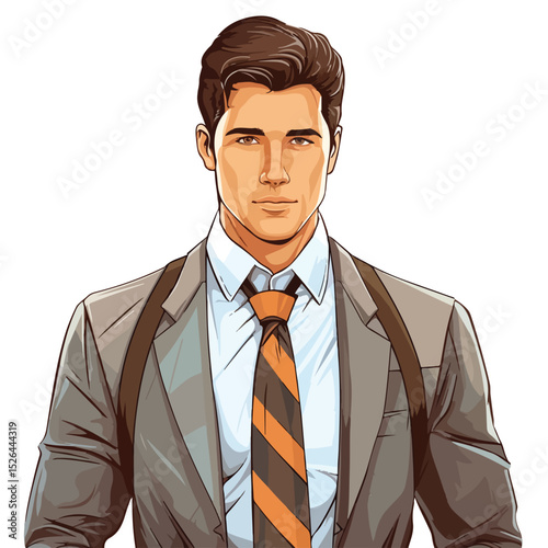 Professional Businessman Wearing Vest and Tie Clothes Vector Illustration for Business Concepts