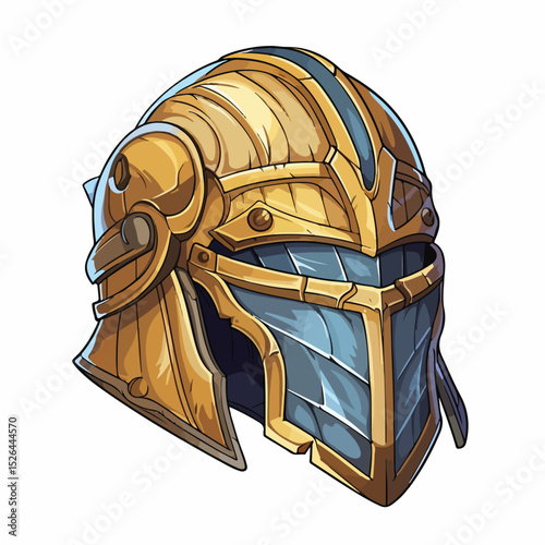 Medieval Cartoon Helmet and Armor - Professional Vector Illustration for War Equipment Designs