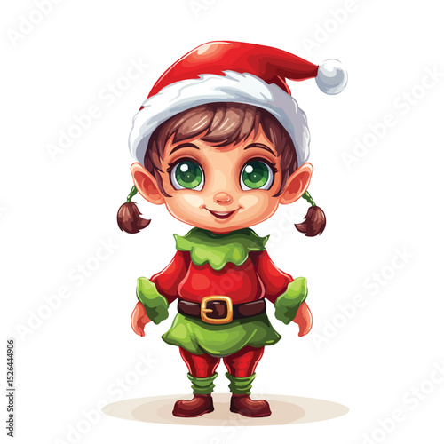 Festive Christmas Elf Cartoon Character Santa's Helper Design for Holiday Season Marketing Materials