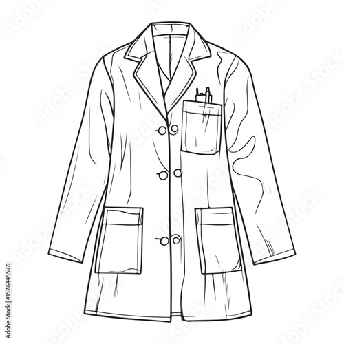 Hand Drawn Lab Coat Illustration Stylish Science and Laboratory Fashion, Silhouette of blazer