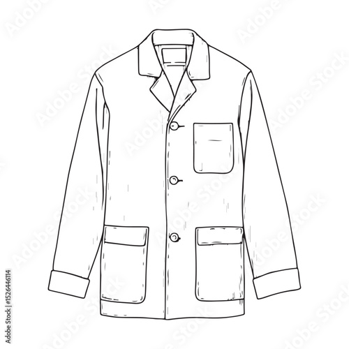 Hand Drawn Lab Coat Illustration Stylish Science and Laboratory Fashion, Silhouette of blazer