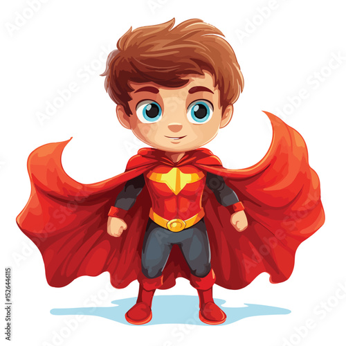 Vector Illustration of Cute Boy Wearing Superhero Costume for Child Themed Graphics