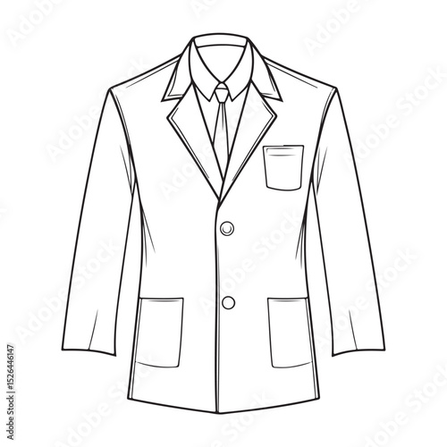 Hand Drawn Lab Coat Illustration Stylish Science and Laboratory Fashion, Silhouette of blazer