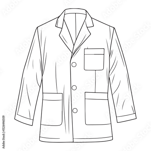 Hand Drawn Lab Coat Illustration Stylish Science and Laboratory Fashion, Silhouette of blazer