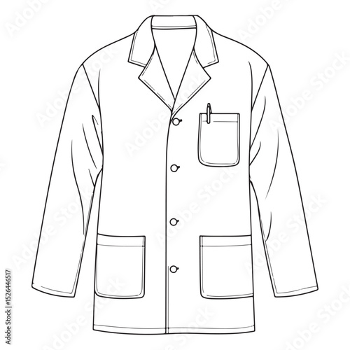 Hand Drawn Lab Coat Illustration Stylish Science and Laboratory Fashion, Silhouette of blazer