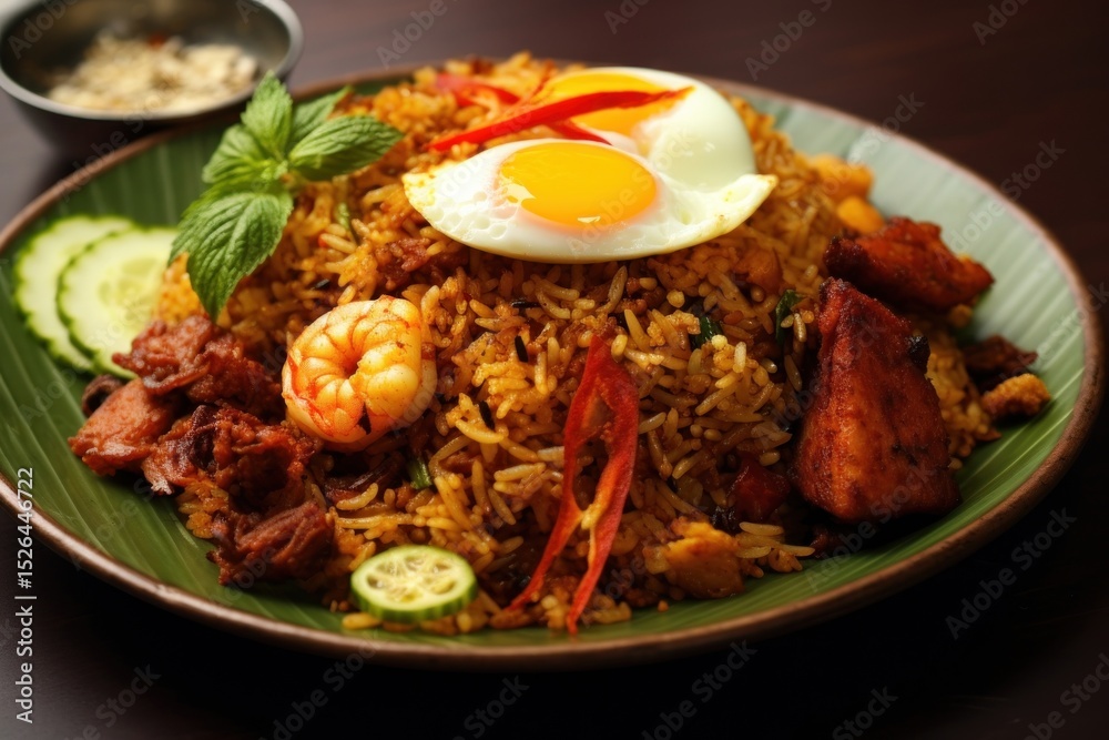 Fototapeta premium Nasi goreng plate food meat.