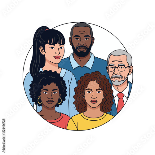 Diverse group of four adults; woman, man and two women with different ethnicities, concept for team, diversity, inclusion, and collaboration