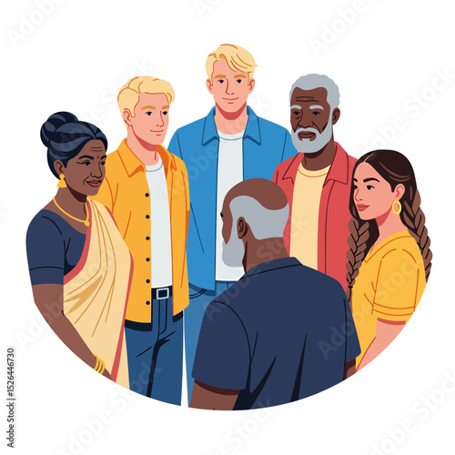 Diverse group of people in casual wear gathered together, concept for team building, community, collaboration, and diversity inclusion