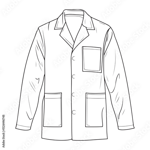 Hand Drawn Lab Coat Illustration Stylish Science and Laboratory Fashion, Silhouette of blazer