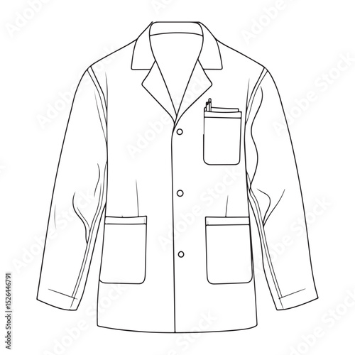 Hand Drawn Lab Coat Illustration Stylish Science and Laboratory Fashion, Silhouette of blazer