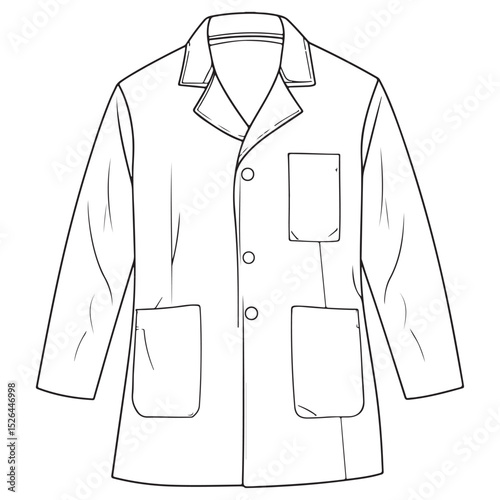 Hand Drawn Lab Coat Illustration Stylish Science and Laboratory Fashion, Silhouette of blazer