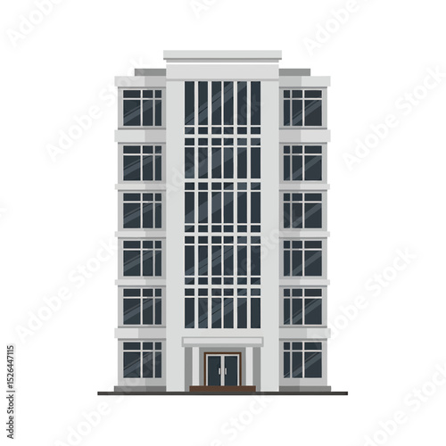 Illustration of a multi-story building with numerous windows against a transparent background, concept for architecture, real estate, and urban development