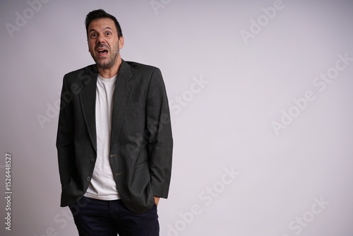 Male Model Showing Different Emotions on White Studio Background