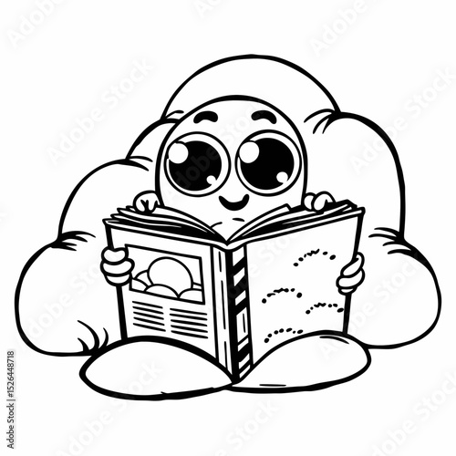 Vector cute Baby character reading book cartoon