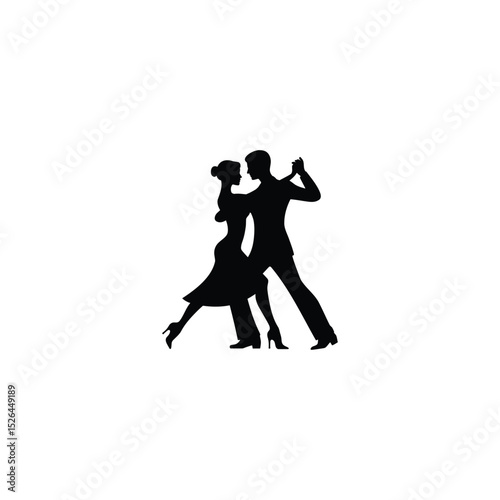 Vector silhouettes of man and a woman, a couple of standing business people, black color isolated on white background