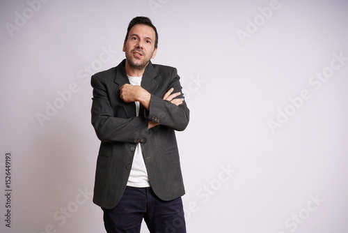Male Model Showing Different Emotions on White Studio Background