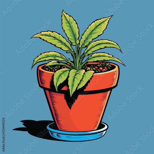 comic book style flower pot illustration for planting plants