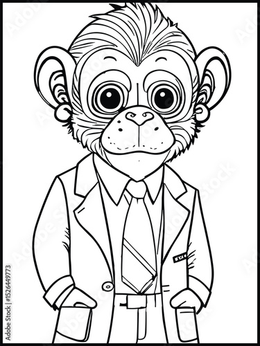 Clever Monkey in Business Attire: This captivating illustration portrays a dapper monkey in formal attire, exuding a unique blend of charm, wit, and sophistication.