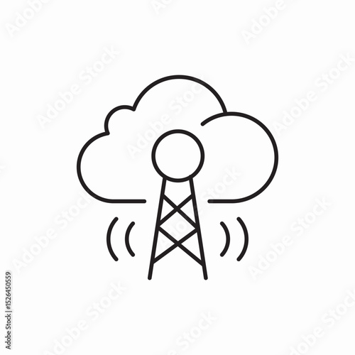 Cloud broadcast transmission service icon vector sign