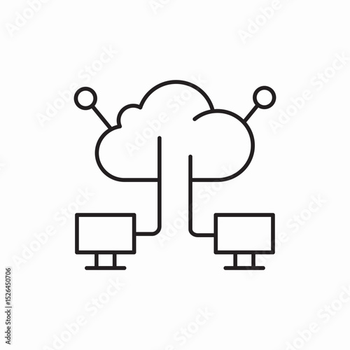 Cloud network connection system icon vector sign