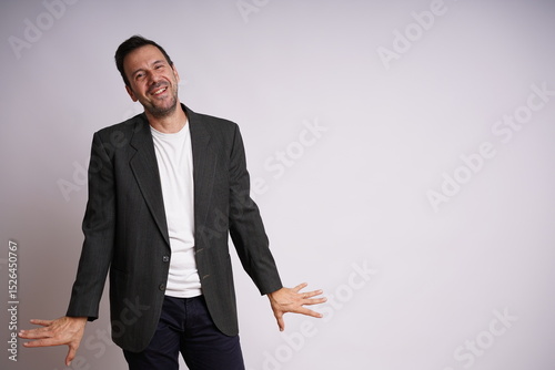Male Model Showing Different Emotions on White Studio Background
