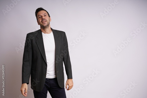 Male Model Showing Different Emotions on White Studio Background