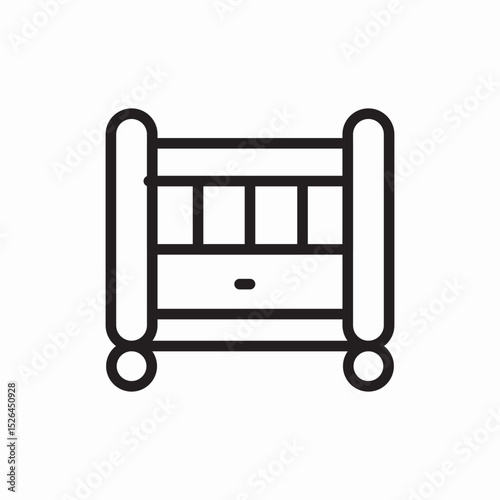 Baby crib bedroom furniture icon vector sign